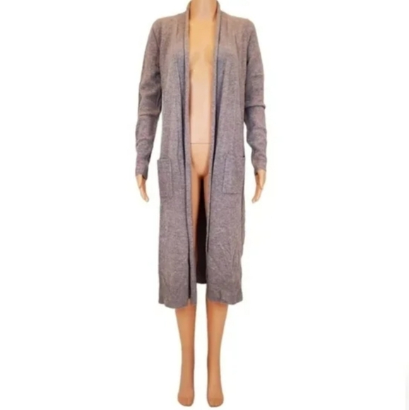 Magaschoni 100% Cashmere Grey Long Sleeve Cardigan Duster - Picture 2 of 9